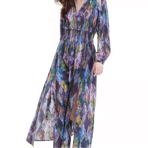 Multicolor Long Sleeve Maxi Dress